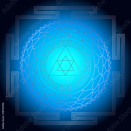 Sacred Indian Geometry Mystical Meditative Diagram Symbol - Vector Ganesh Yantra
