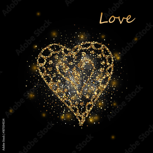 Heart. Heart. Gold Heart. Love. Romantic heart. Gold heart Frame Vector. Calligraphy heart background. Heart frame. Heart icon. Heart Vintage. photo