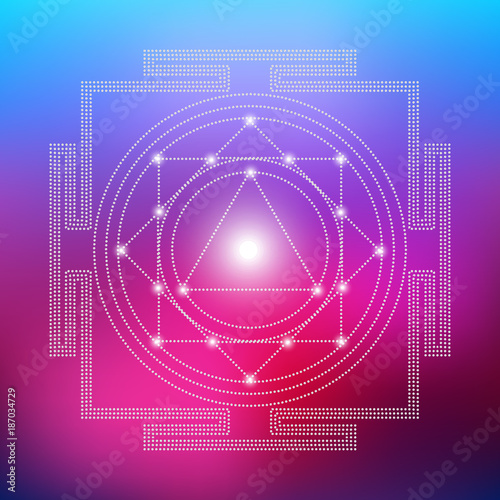 Canvas Print Sacred Indian Geometry Mystical Meditative Diagram Symbol - Vector Tara Yantra
