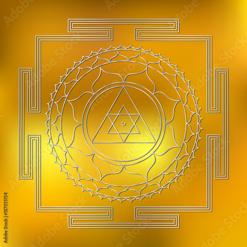 Canvas Print Sacred Indian Geometry Mystical Meditative Diagram Symbol - Vector Ganesh Yantra