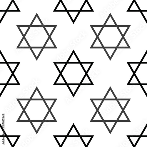 Star of David pattern repeat seamless in black color for any design. Vector geometric illustration