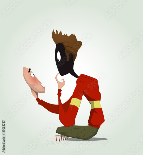 Cartoon guy without a face.