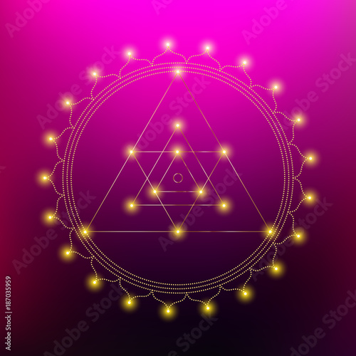 Sacred Indian Geometry Mystical Meditative Diagram Symbol - Vector Ganesh Yantra
