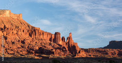 Fisher Towers Late Afternoon in the Desert North of Moab Utah.