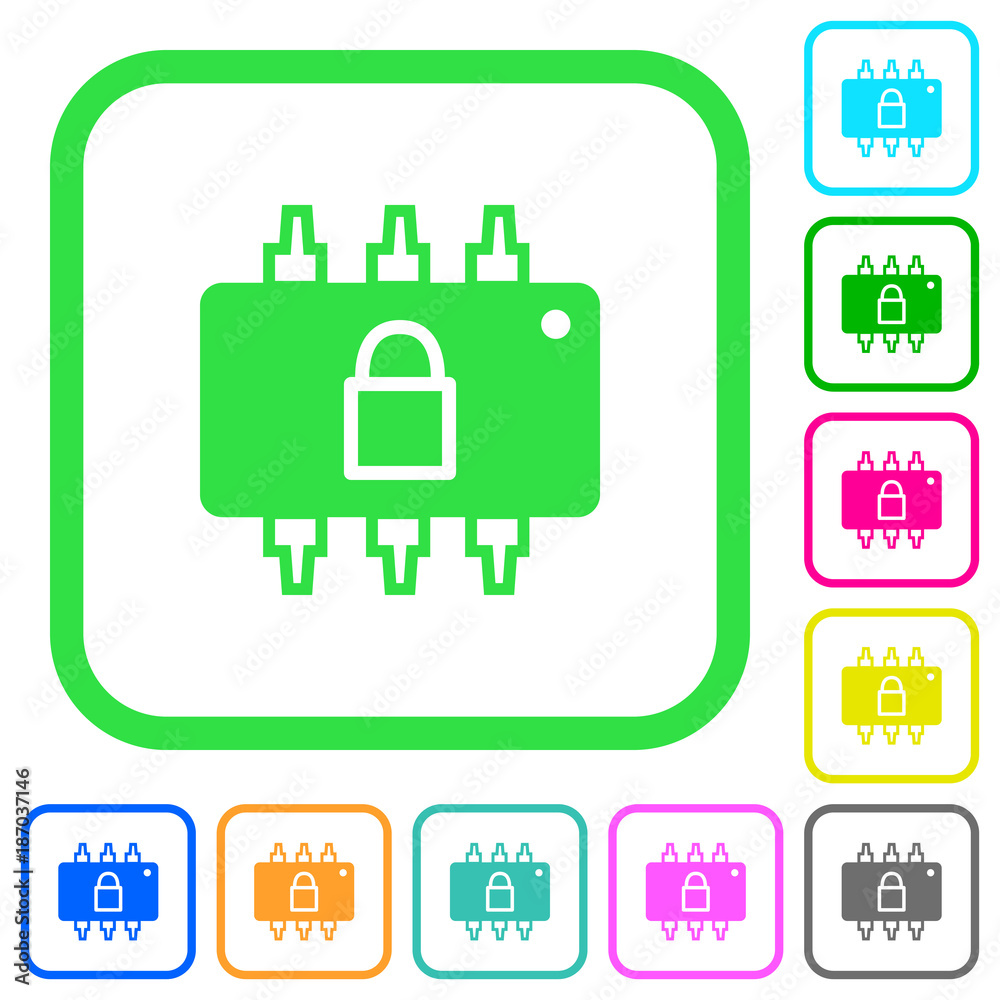 Hardware locked vivid colored flat icons Hardware locked vivid colored flat icons