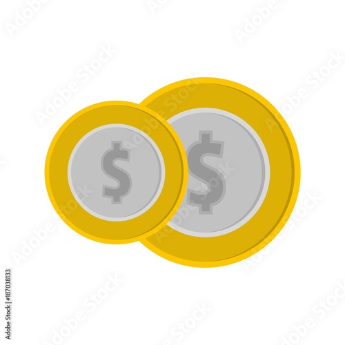 Coin icon. Flat illustration of coin vector icon isolated on white background