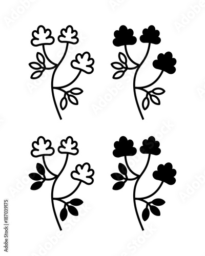 Vector illustration of alfalfa plant with flowers
