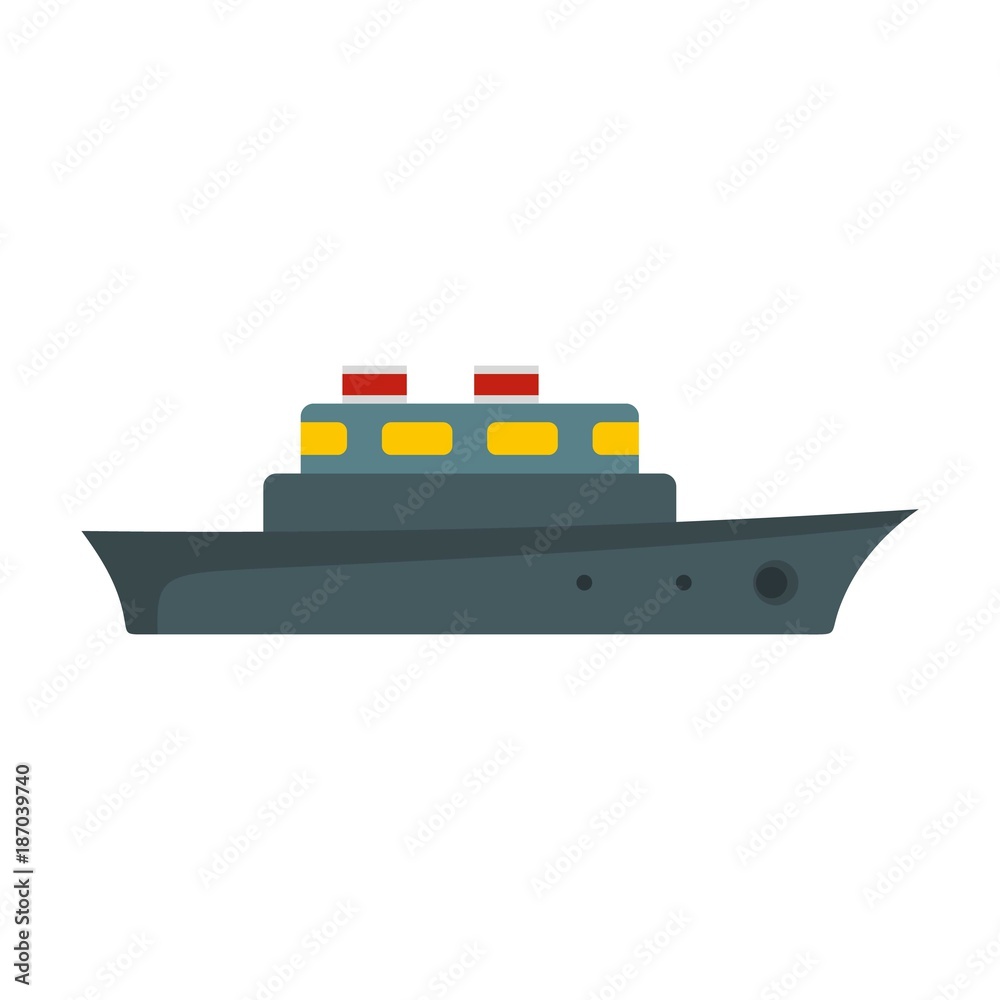 Ship ocean icon. Flat illustration of ship ocean vector icon isolated on white background Ship ocean icon. Flat illustration of ship ocean vector icon isolated on white background