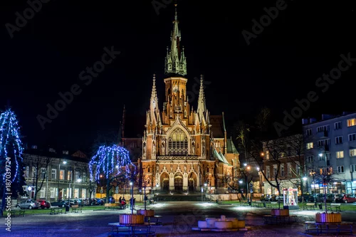 Obraz Kraków, Polska 20 grudnia 2017 r., Kościół św.Józefa w nocy