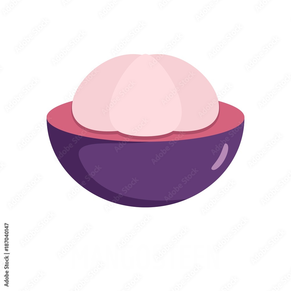Mangosteen icon. Flat illustration of mangosteen vector icon isolated on white background Mangosteen icon. Flat illustration of mangosteen vector icon isolated on white background