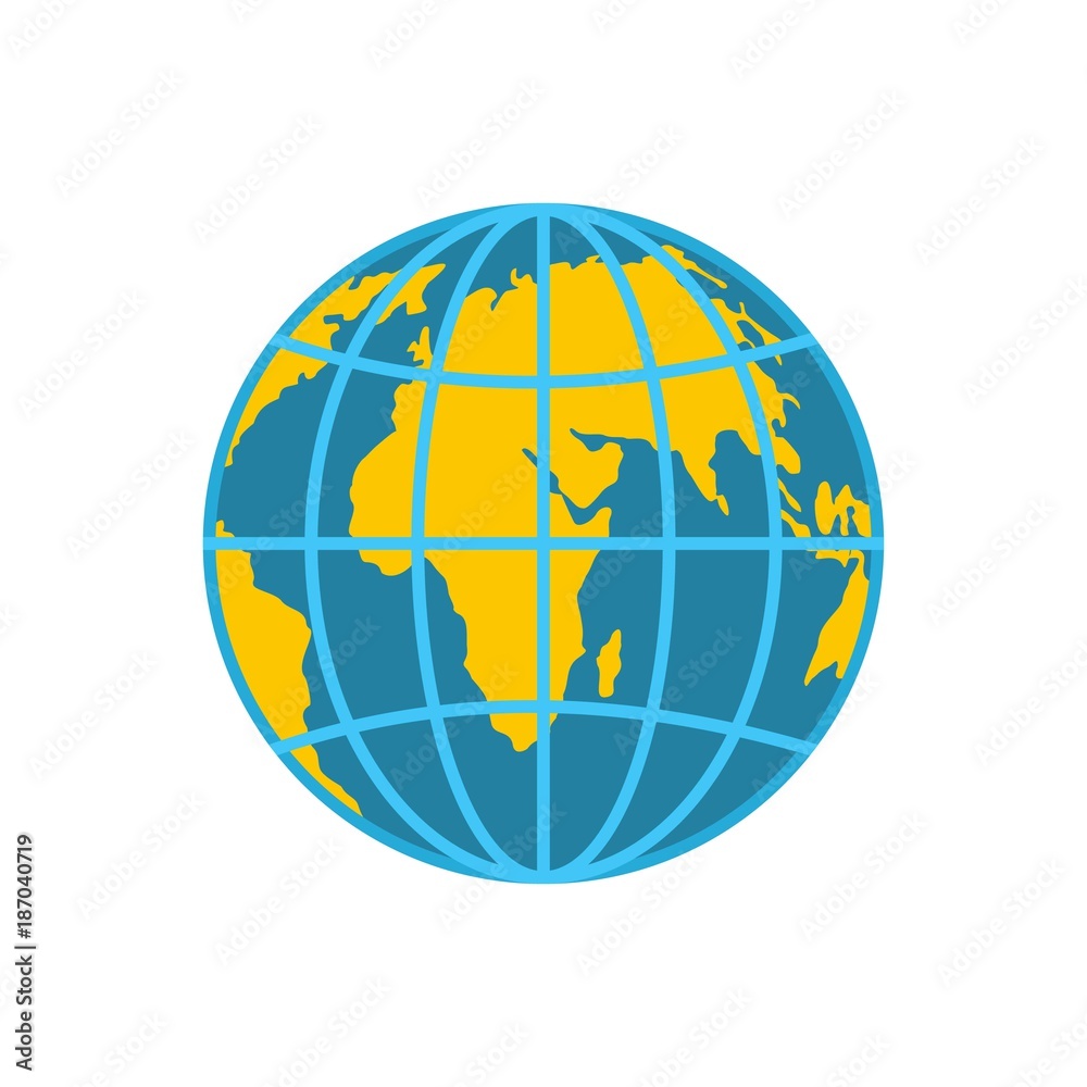 Planet earth icon. Flat illustration of planet earth vector icon isolated on white background