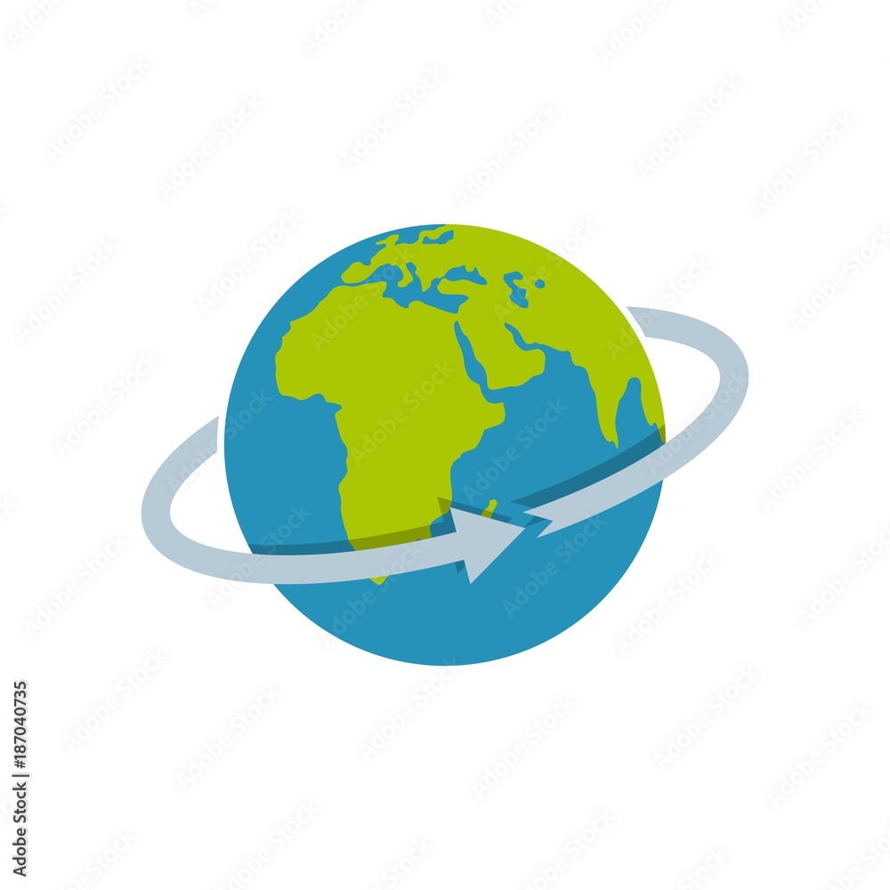 Flight around world icon. Flat illustration of flight around world vector icon isolated on white background