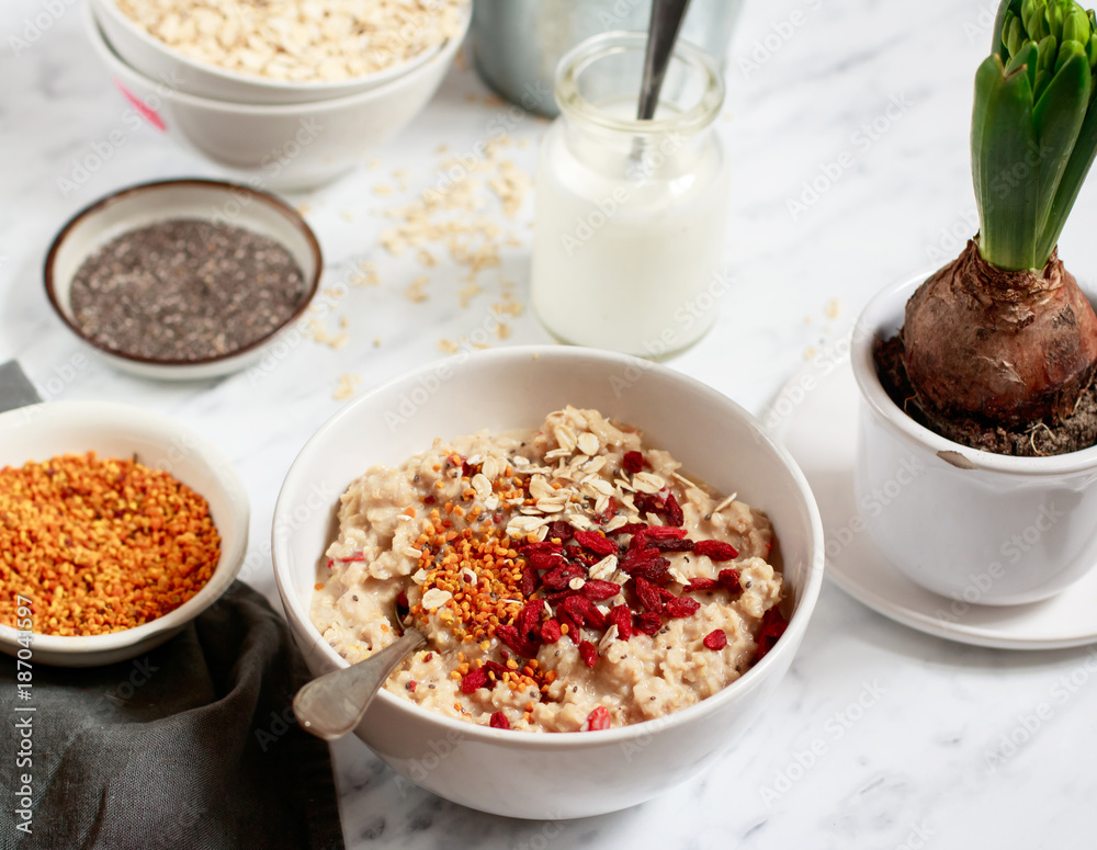 Creamy whole grain porridge with almond butter Creamy whole grain porridge with almond butter