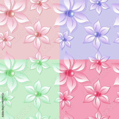 Collection of seamless patterns for printing, textile and wallpapers..4 seamless geometric patterns set.