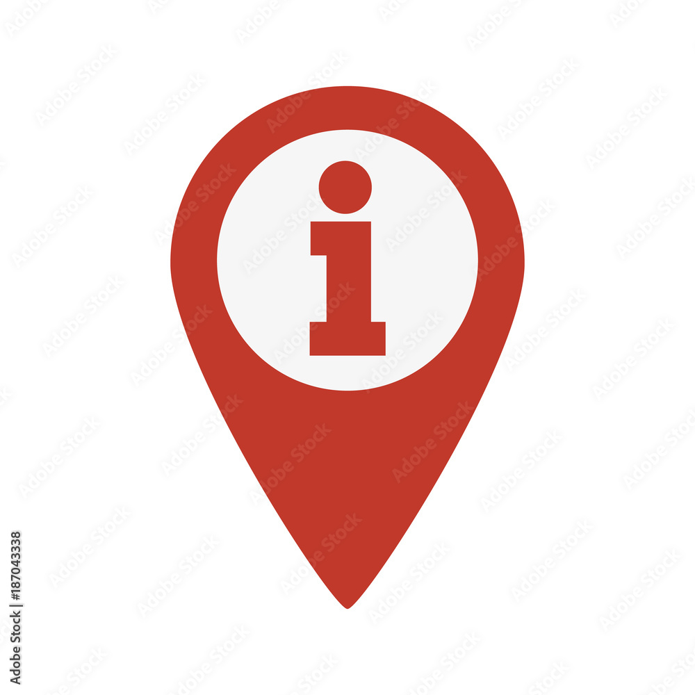 Map pointer with information icon on white background. Map pointer with information icon on white background.