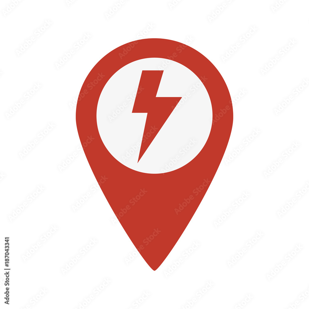 map pointer icon with electricity symbol on white background. map pointer icon with electricity symbol on white background.