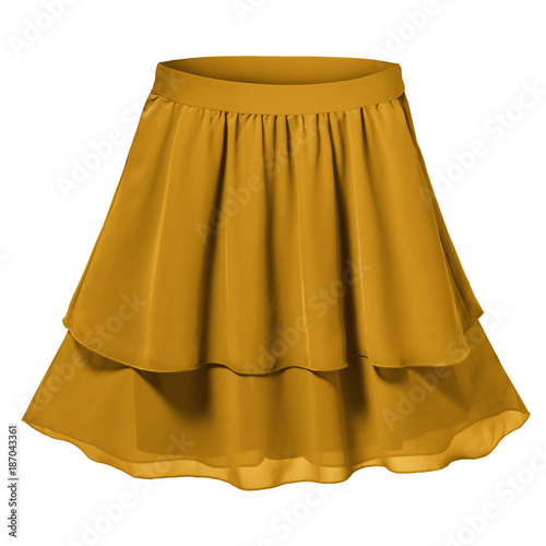 Honey beige pleated two parts skirt isolated white