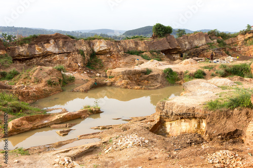 A small lake or a big puddle in a quarry in Uganda  June 2017.