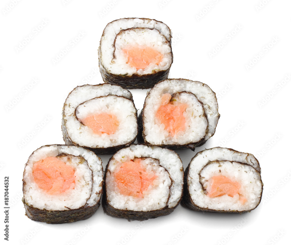 Sushi set isolated on white background top view Sushi set isolated on white background top view