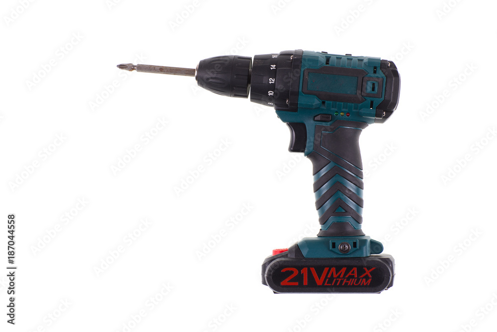 electric screwdriver on a white background electric screwdriver on a white background
