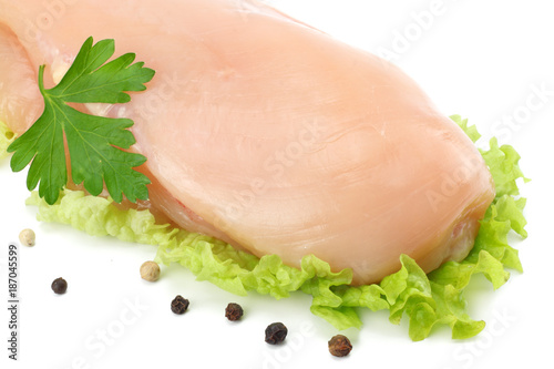 Raw chicken fillet isolated on white background