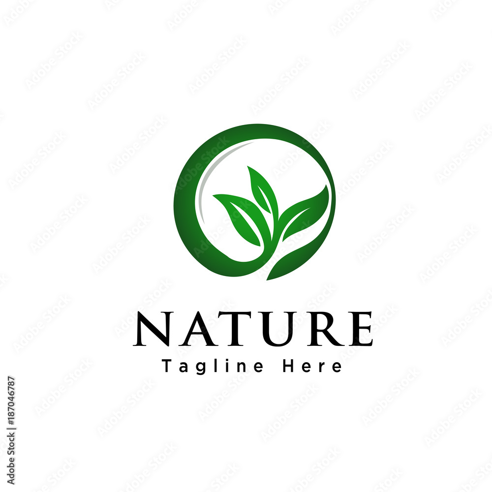 Circle World grow plant logo Circle World grow plant logo
