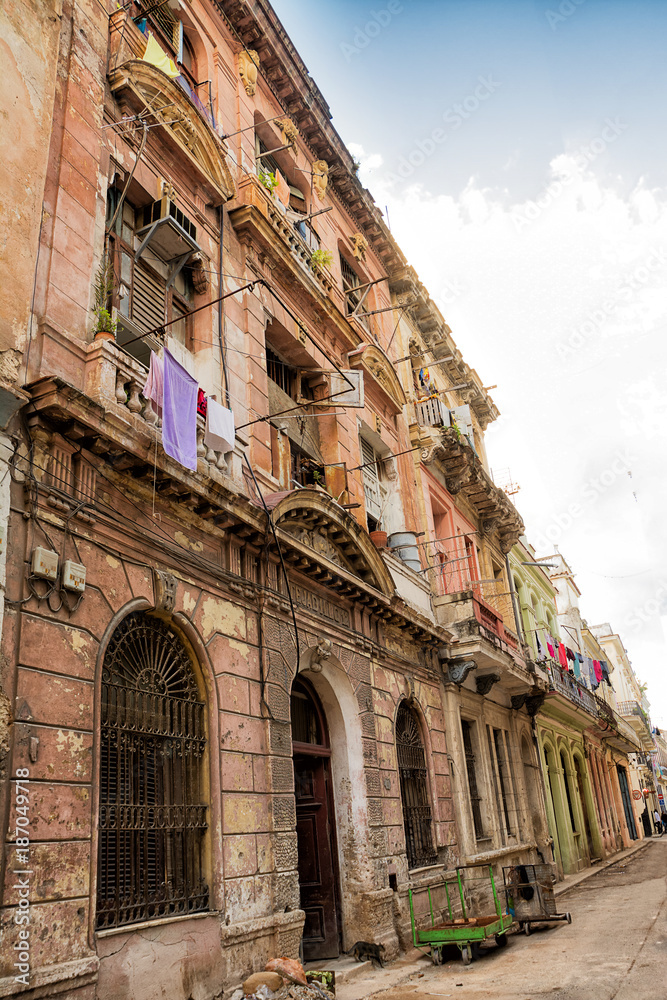 Decadent buildings in the streets of old Havana