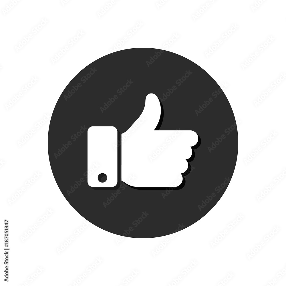 Thumb up vector like illustation isolated on round