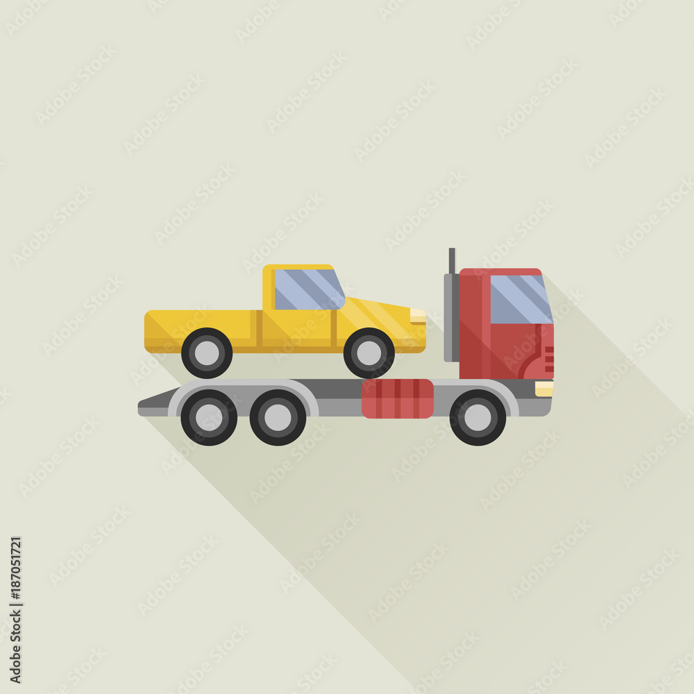 wrecker truck with car vector icon flat style wrecker truck with car vector icon flat style