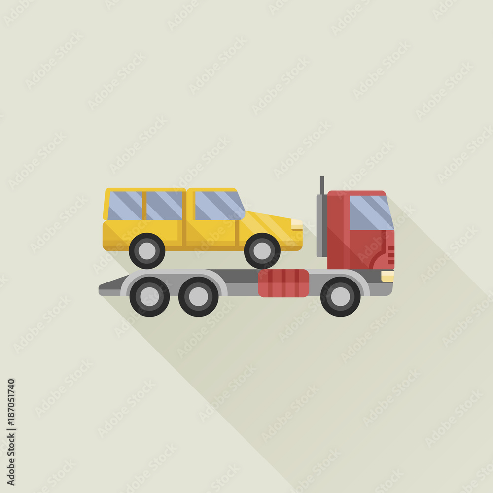 wrecker truck with car vector icon flat style wrecker truck with car vector icon flat style