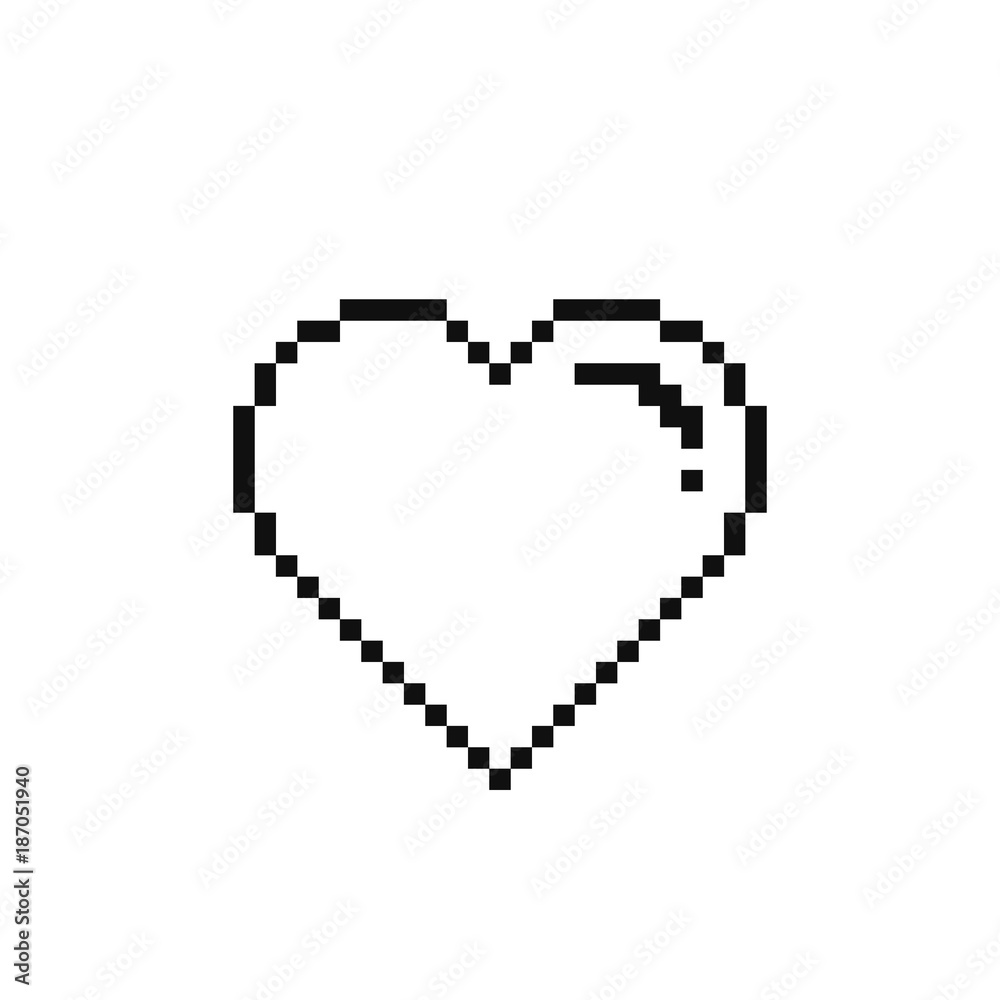 Heart pixel icon. Vector isolated line flat illustration
