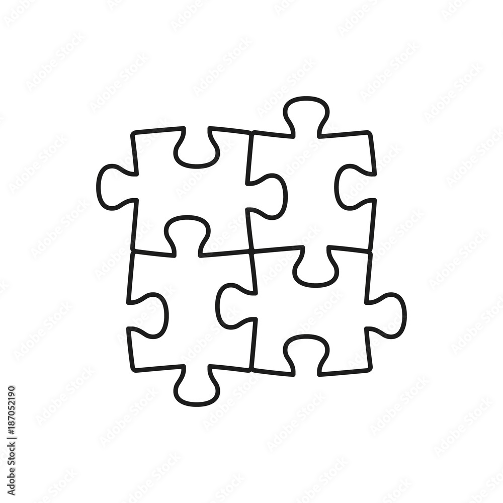 Four piece puzzle line illustrtion. Vector isolated puzzle elements Four piece puzzle line illustrtion. Vector isolated puzzle elements