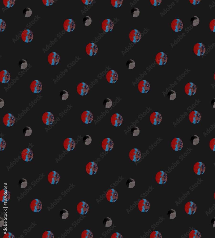colorful polka-dot pattern blue and red on dark background colorful polka-dot pattern blue and red on dark background