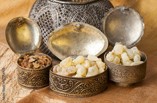 Photo Frankincense is an aromatic resin, used for religious rites, incense and perfumes