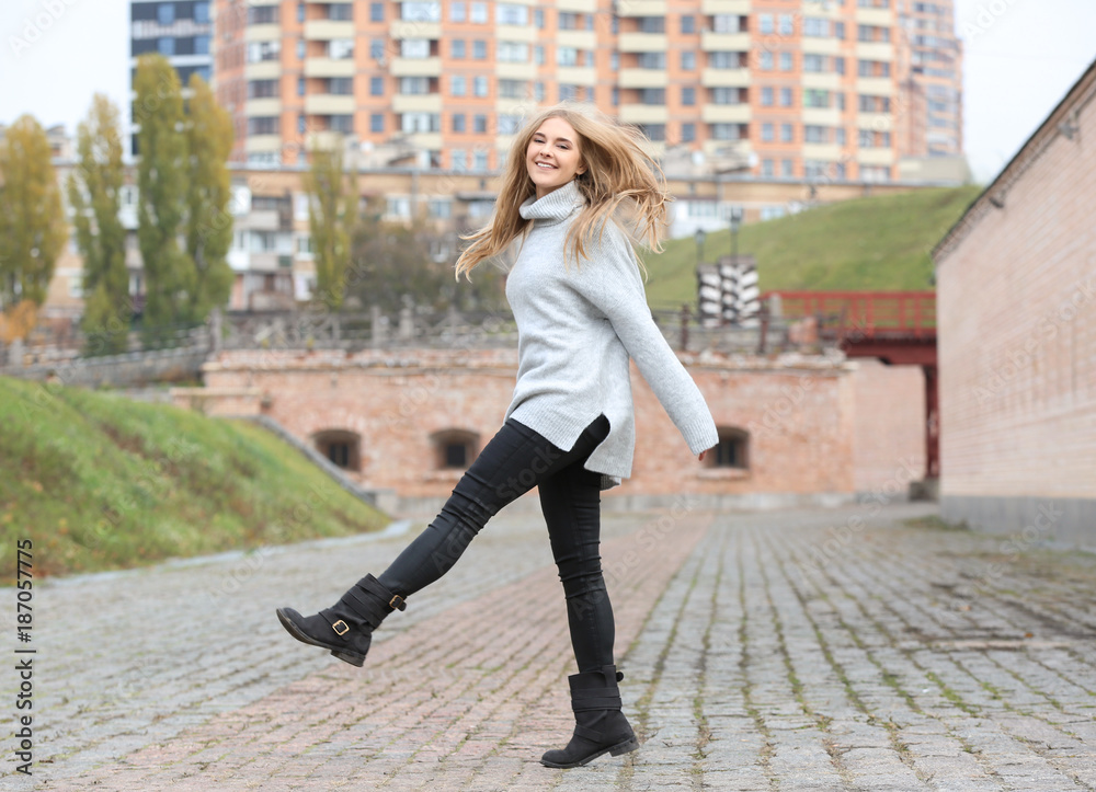 Fototapeta premium Attractive hipster girl outdoors