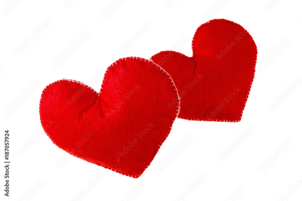 Red hearts isolated on white background. Concept of love. Red hearts isolated on white background. Concept of love.