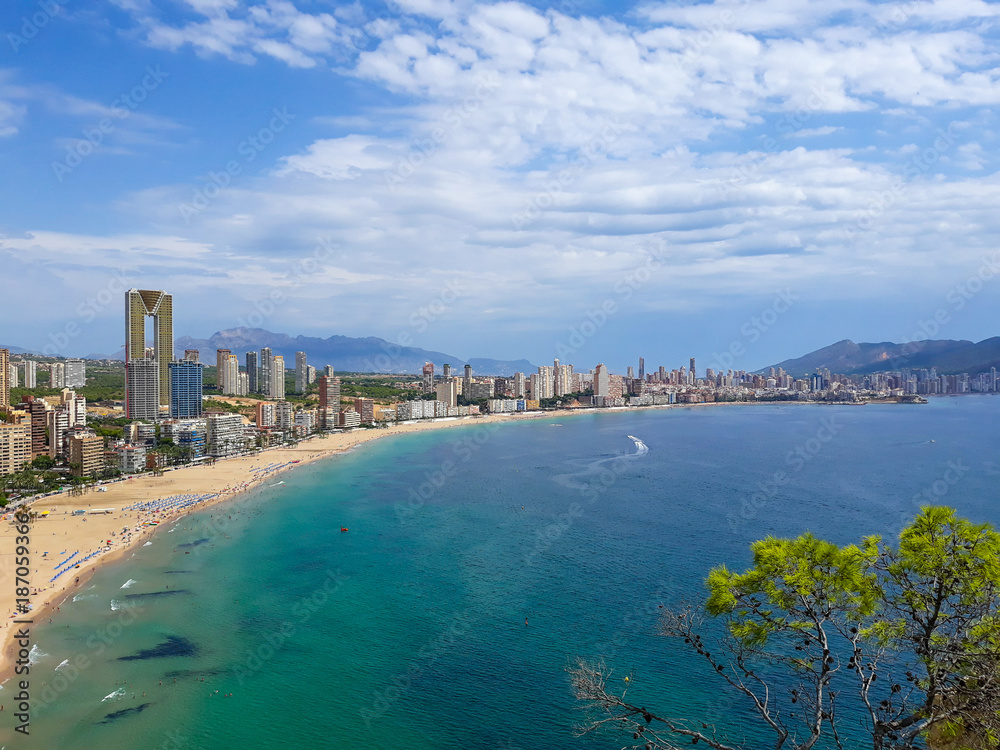 Benidorm Beach and emblematic buildings