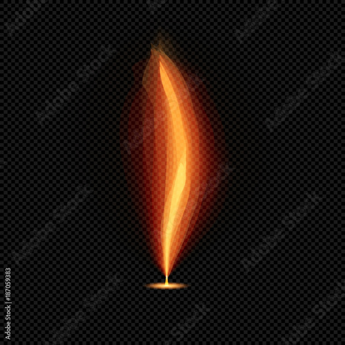Orange Candle Flame with Wick on Transparent Background  - Vector Glowing Fire 