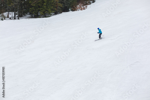 Skiing on the slope.