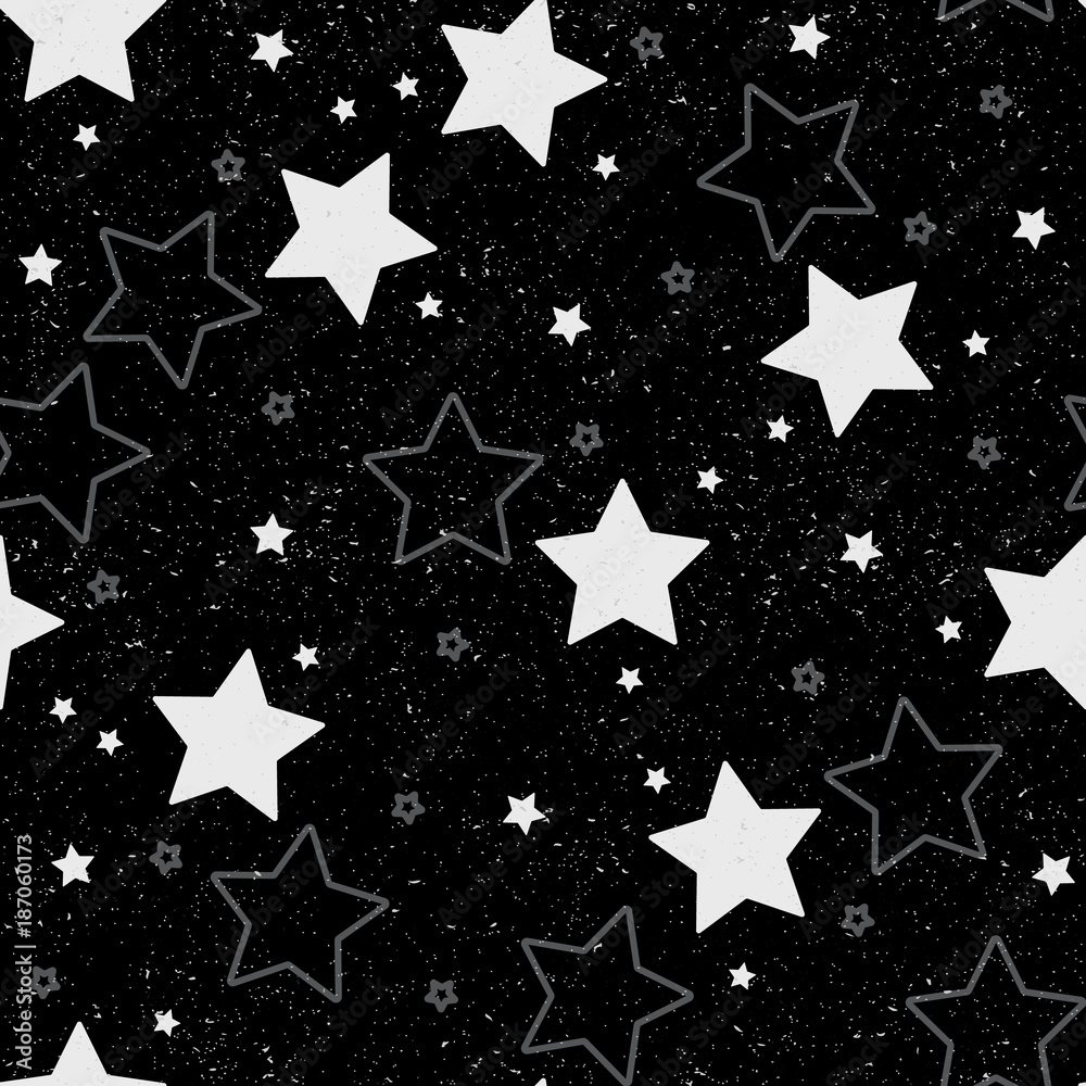 Seamless pattern with outlined stars on black background. Texture for print, textile, t-shirt, fabric, wallpaper, card , poster, home decor, packaging, and wrapping paper. Seamless pattern with outlined stars on black background. Texture for print, textile, t-shirt, fabric, wallpaper, card , poster, home decor, packaging, and wrapping paper.