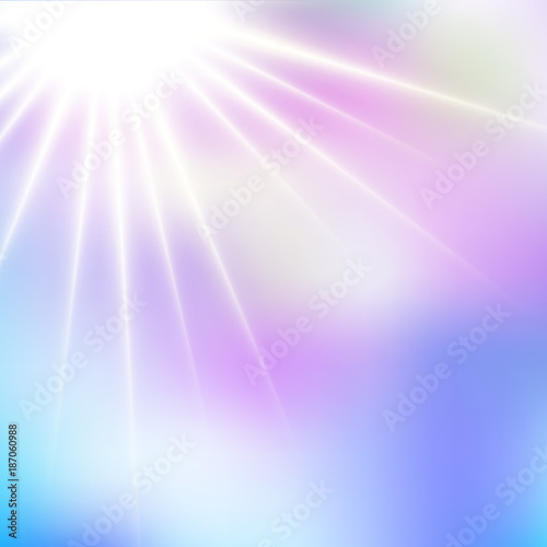  Winter Pink and Blue Sunshine Soft Focus Burst - Vector Blurred Radiant Sun Rays

