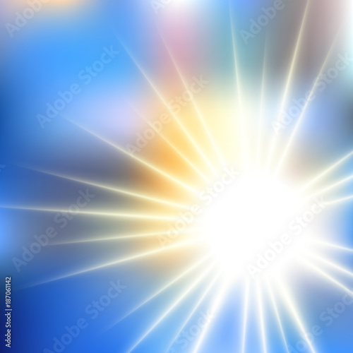  Winter Blue Frosty Sunshine Soft Focus Burst - Vector Blurred Radiant Sun Rays
