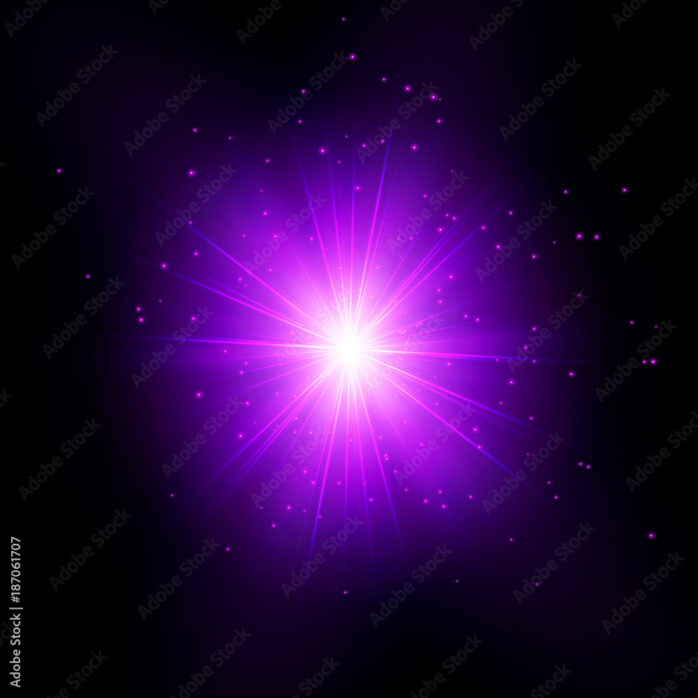Fototapeta premium Purple Shine Starburst - Vector Radiant Star Rays 