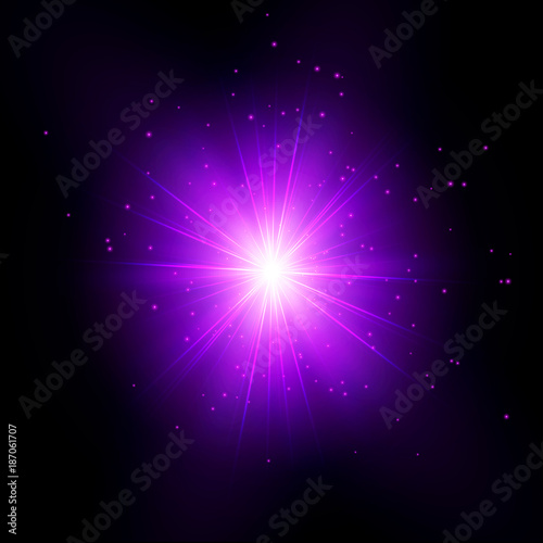 Purple Shine Starburst - Vector Radiant Star Rays 
