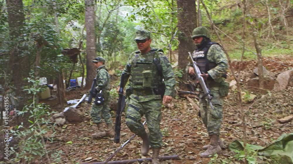 Mexican army raids a methamphetamine laboratory hidden in the jungle in Culiacan, Mexico Mexican army raids a methamphetamine laboratory hidden in the jungle in Culiacan, Mexico