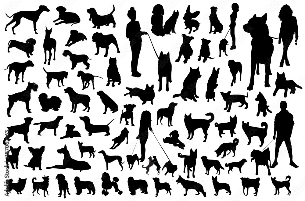 Set of dog silhouettes