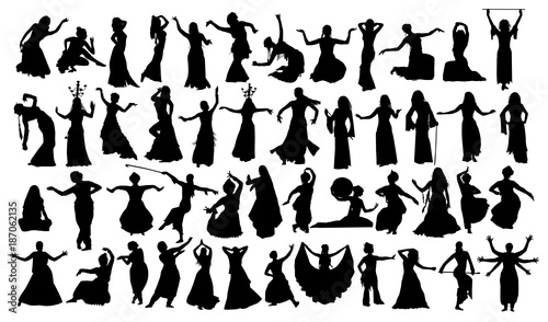 Set of oriental dance silhouettes