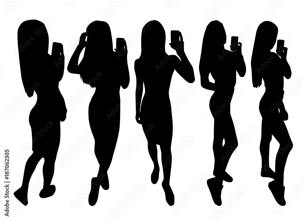 Girl silhouettes taking selfie