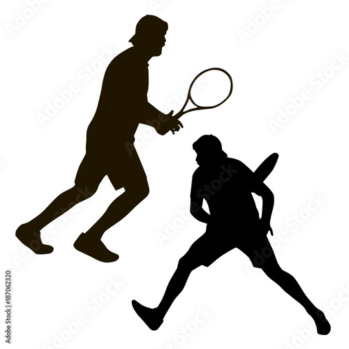Tennis players silhouette