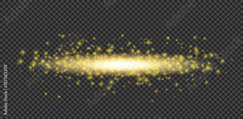 Yellow Shine Star Dust and Sparks on Transparent Background  - Vector Radiant Sparkle
